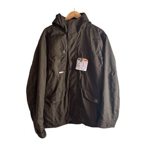 Vintage Burton Esquire Snowboard Hooded Men Jacket  L Brown Pinstriped Utility